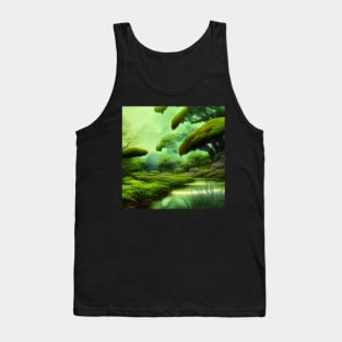 Digital Painting Scene Of a Lake Between Many Plants, Amazing Nature Tank Top